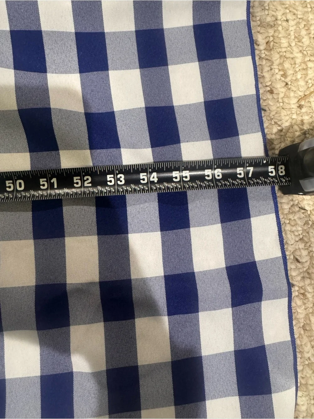 Blue White Gingham Check Tablecloth 58x100 NWOT
